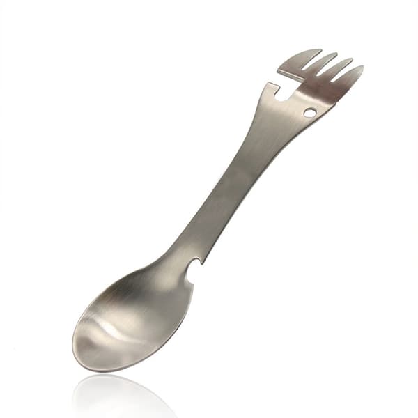 2 Stykker Multifunktionel Gaffel Ske i Rustfrit Stål, 5 i 1 Spork