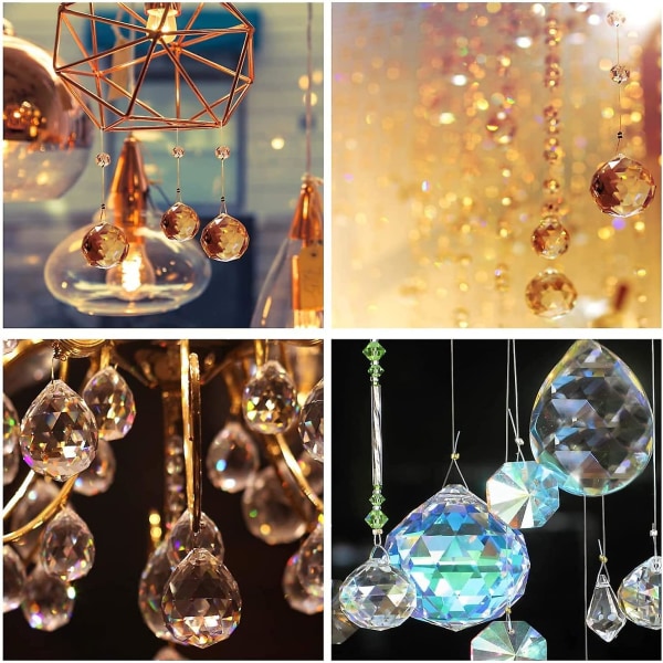 Regnbue krystal dekoration, 24 stk krystal glas kugle, regnbue krystal krystal kugler, krystal glas kugle, krystal kugler smykker til prisme dekoration