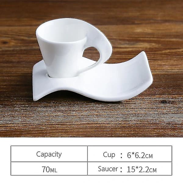 Creative Wavy Ceramic Luxury Coffee Cup and Saucer Set Luxury Couple Coffee Cup 70ML