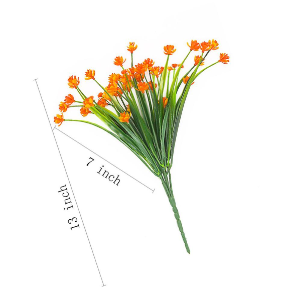 Kunstige Blomster, 4 Bundter Udendørs UV-Resistente Grønne Buske Planter Indendørs Ude Hængende Plantepotte Hjem Have Dekoration Orange