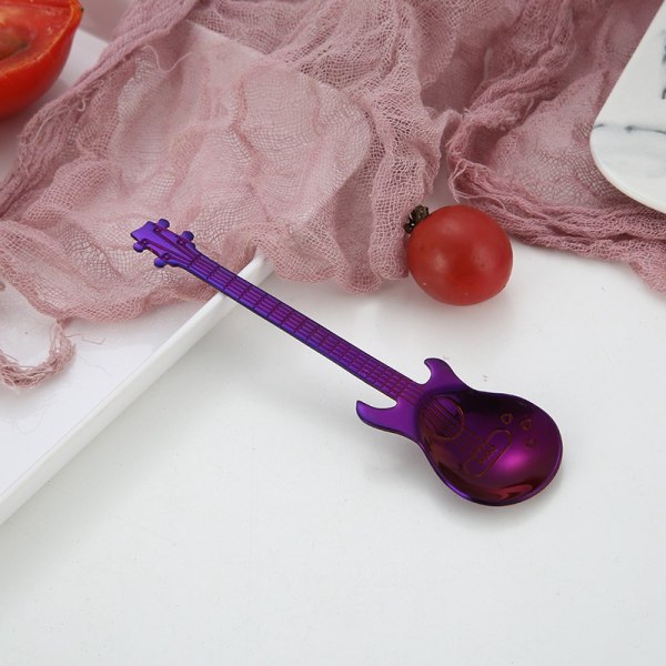 Gitar-skjesett i rustfritt stål - Demitasse Espresso-skjeer 5 stk - Gitarformet Kjærlighet Kaffeskje Teskje Barn