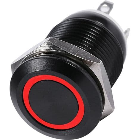 Bil 12 mm LED-valo hetkellinen painonappikytkin musta kotelo 2A