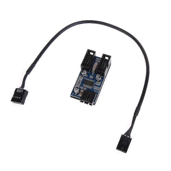 9-pins USB Header Splitter 1 till 2 Hona Förlängningskabel Kort För Moderkort