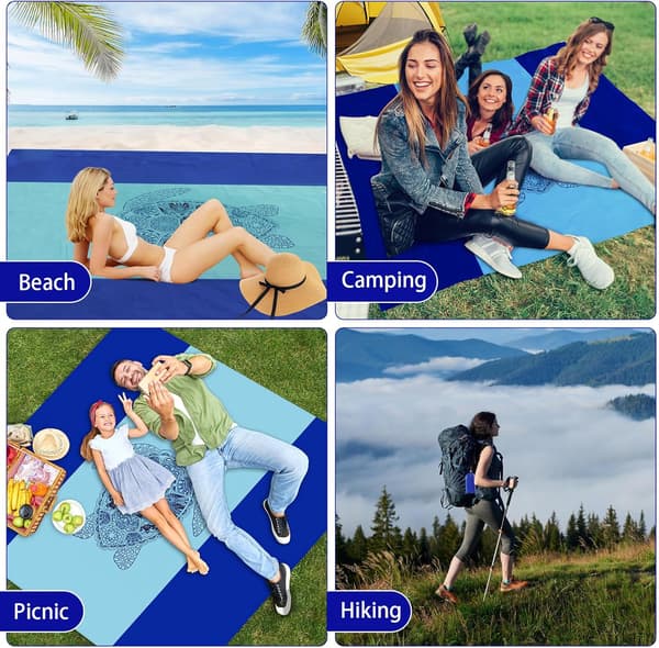 210 x 200 cm Extra Large Beach Blanket Picnic Blanket, Sandproof Waterproof Beach Mat Camping Mat