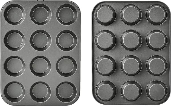 Tarttumaton pyöreä muffinssipelti hiiliterästä, 2 kpl, harmaa