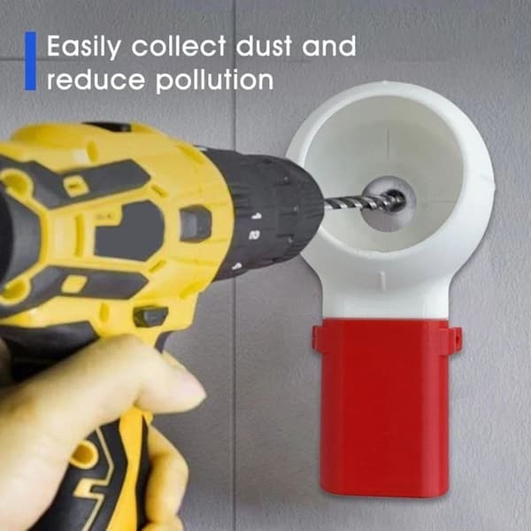 Drill Dust Collector with Innovative Water Bottle Adaptation for Easy Debris Collection and Precise Drilling on Various Materials (Red)