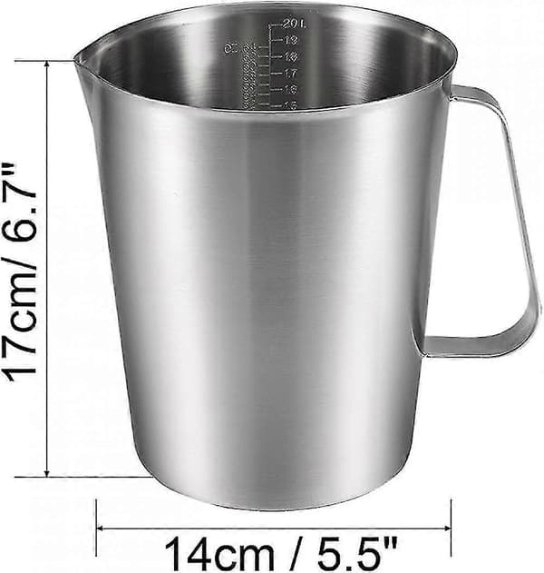 Measuring Cup 2000ml 64OZ, 2 Measuring Scales, including ML scale, ounce scale, 304 Stainless Steel Graduated Beaker with Handle for Lab Kitchen Liquid