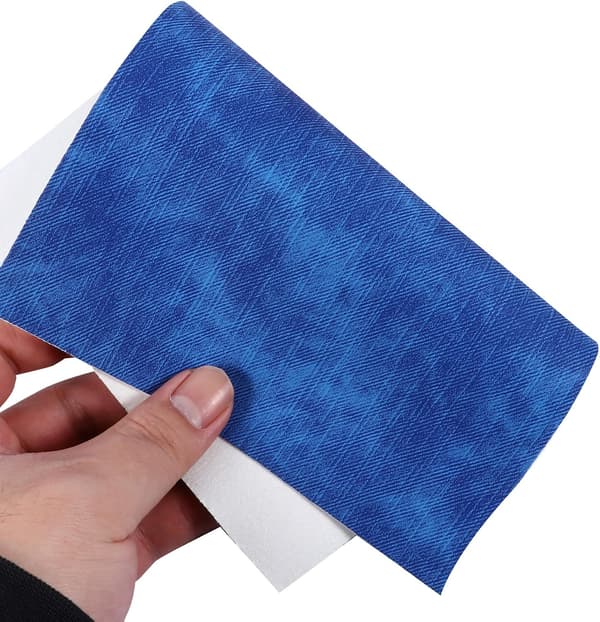 6 st PU-läderark DIY-hantverksset, texturerat syntetiskt läder med denimkorn
