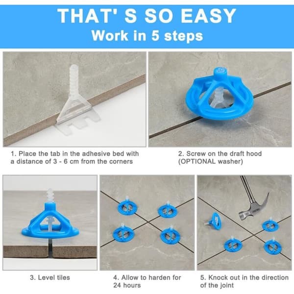 Self-leveling Tile Spacers, 100 Pcs 3mm Screw-on Leveling System, for Floor and Wall Installation