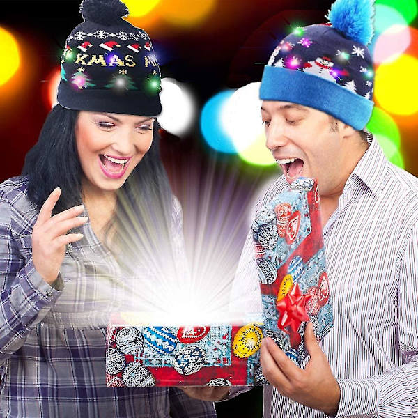2 st julhattar Färgglada lysande julhattar för att hålla varmen för barn och vuxna