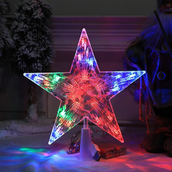 Christmas Tree Top LED-lys Tre Top Bordplate Festdekorasjon Dekor