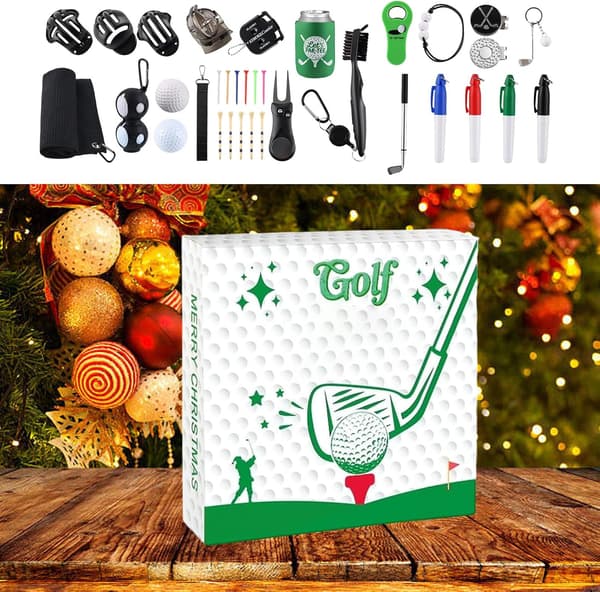 Golf Adventskalendere 2025, 24 Dagers Golf Julekalender, Julekalender Golfgave for Entusiaster