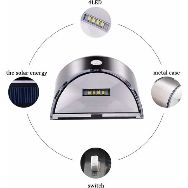 2 stk LED Solcellelampe for vegg, hage, uteplass, gjerde, trapp, vanntett