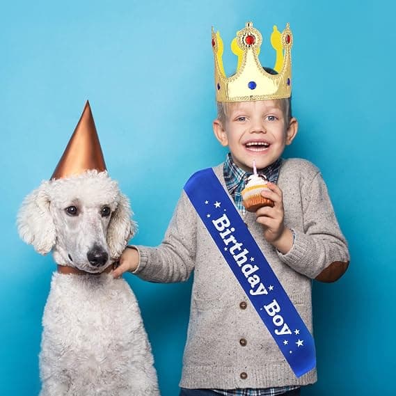 Boy's Birthday Crown Combination (Blue), Birthday Boy Sash