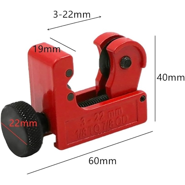 Mini Kobberrørsavskærer - Justerbar Mini Røravskærer til Tynd Rustfrit Stål til 1/8 tommer -7/8 tommer）/ (3-22 mm) OD Rør