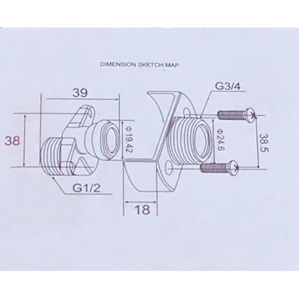 2x Adjustable Water Inlet Pipe, Angle Couplings, Shower Head, Bend Foot, Eccentric Screw, Angle