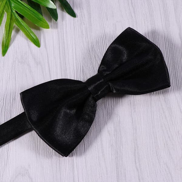 Herre sort polyester silke butterfly med blank sløjfe til bryllupper
