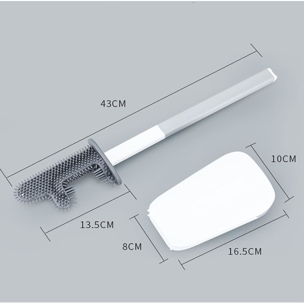 Silikon Toalettbørste med Langt Håndtak, Toalettbørste og Holder, Ingen Døde Vinkler, Rengjøring av Toalettbørste, Husholdning, Stempelfri
