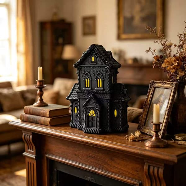 Halloween Gotisk Spøkelseshus Bordlampe, Perfekt for Hjemmets Soverom, Stue, Peishyller og Fester