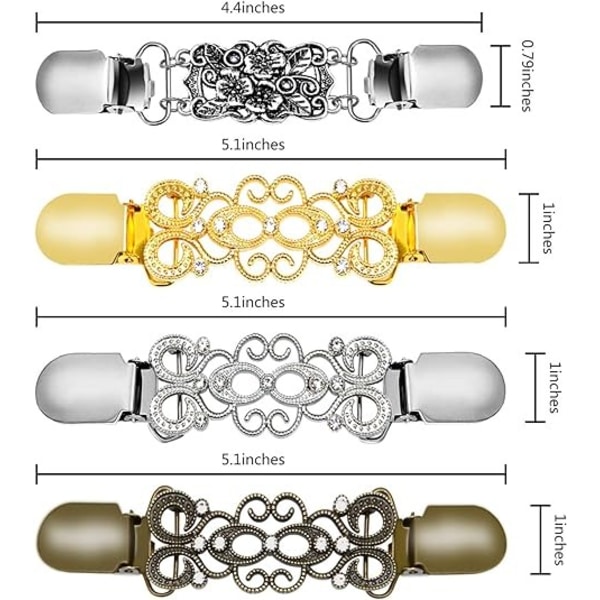 4 stycken Retro Cardigan-klämma Tröjkrageklämma Sjal-klämmor Klänningar Sjal-klämma för Kvinnor Flickor