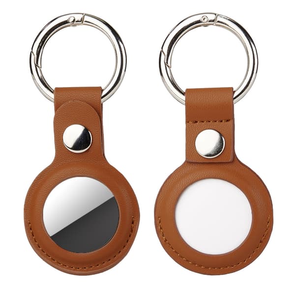 (Brown 2pcs) 2-pack AirTag Case / Protection with Keychain - Cho