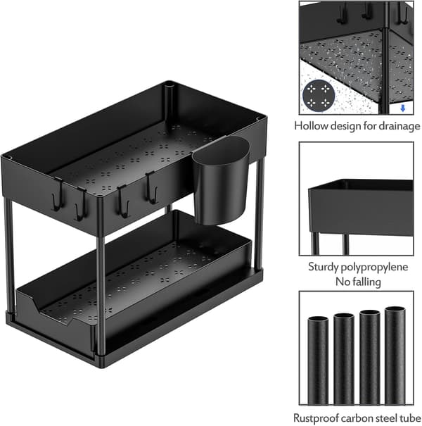 2-tier shelf under sink, countertops, multifunctional