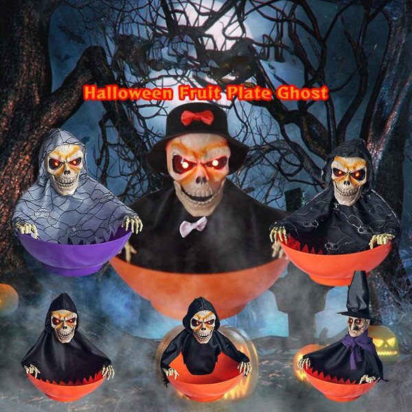 BHalloween Animerad Scream Skull Candy Bowl med rörelsesensor ScreamB