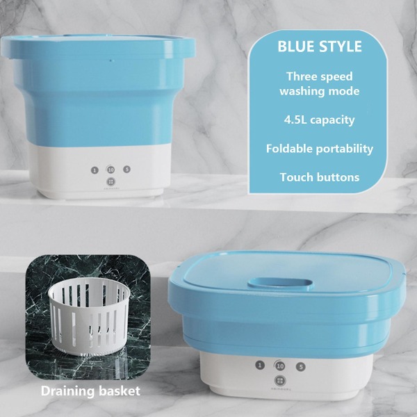 6l Sammenleggbar Dehydrerbar Liten Mini Portable Purification Undertøy Undertøy VaskemaskinBlå Blue
