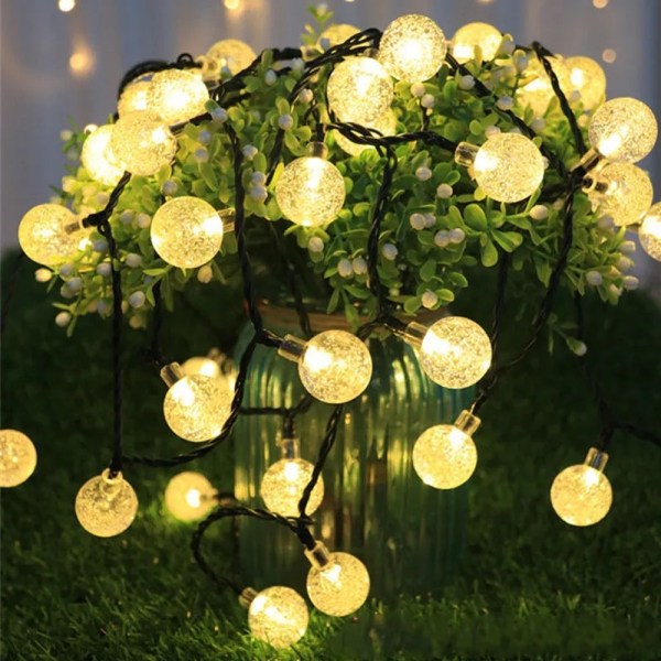 Solar String Lights Outdoor, 50 LED 23ft Crystal Globe with 8 Modes, Waterproof Solar Powered Patio Lights, for Garden, Home Party