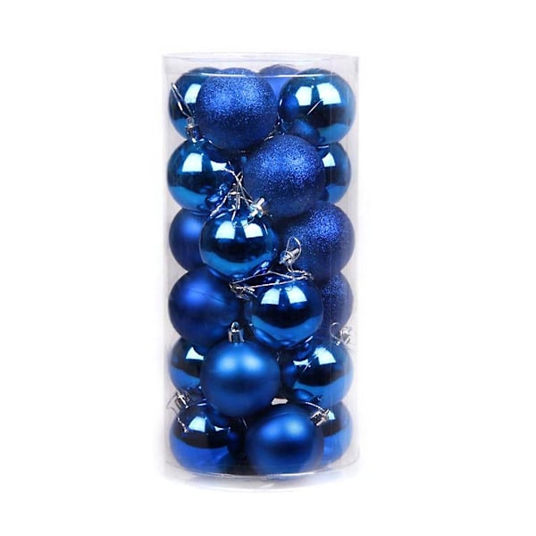 Julgranskulor 24st/Ask Glitterkulor Ask Julhängande Bollgåvor 4cm Blå