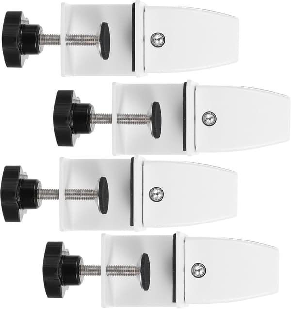 4pcs Adjustable White Sneeze Guard Clips Desk Divider Clamp Privacy Panel Holder Clamps