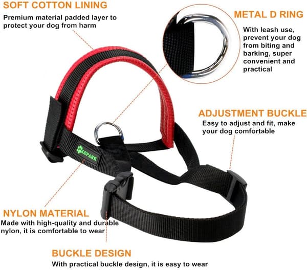 ILEPARK Nylon Muzzle for Large Dogs Prevents Biting, Barking and Chewing, Adjustable Loop Muzzle (L, Red) Rojo L Rojo L