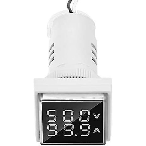 Voltmeter Amperemeter LED Digital Volt Er Strømdetektor Kvadrat 22mm Dobbel Skjerm Panel AC 0-100a 60-500v()