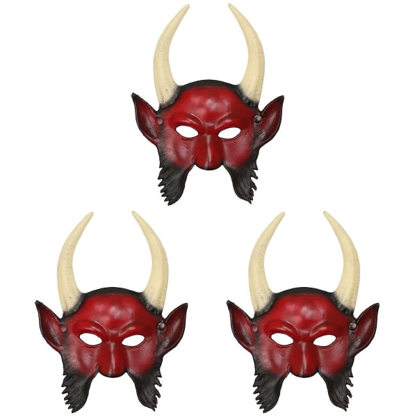 3 stk Masquerade Mask 3d Horned Devil Mask Cosplay Party Face Cover Halloween Carnival Festival Sup 3 pcs 35X25.5X2CM