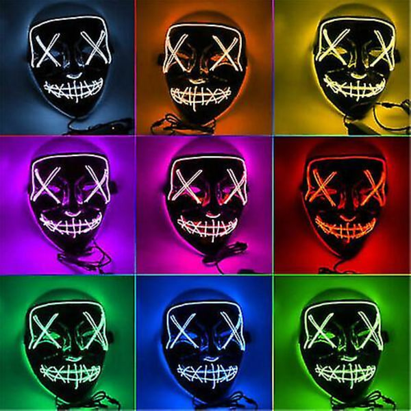 Neon Stitch Mask LED Thread Glow Masquerade Purify Halloween Cosplay Mask_Purple