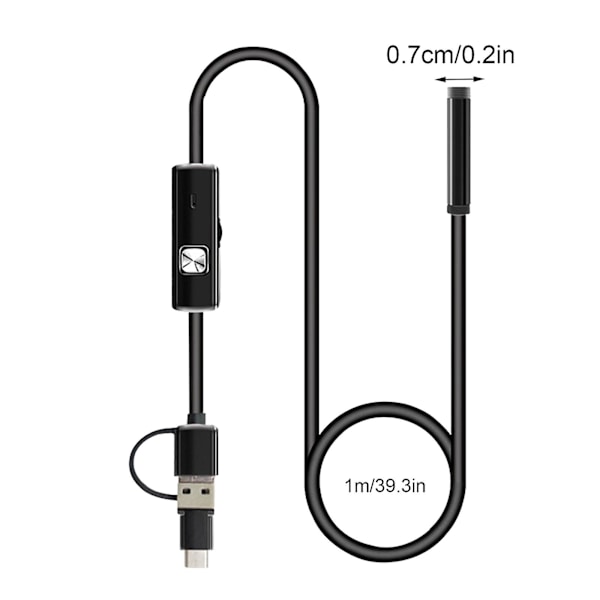 Tre-i-én Endoskop Vandtæt 7mm Sonde 5m Lang Linje Industriel Endoskop 5M