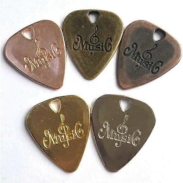 Gitarrplektrum, 5 st, 5 färger, slitstarka metallplektrum för elgitarr, akustisk gitarr och bas
