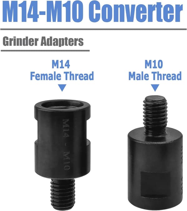 2 Pieces Angle Grinder Adapter M14 Female to M10 Male Thread Adapter Conversion Tool Grinder Converter Extension Rod