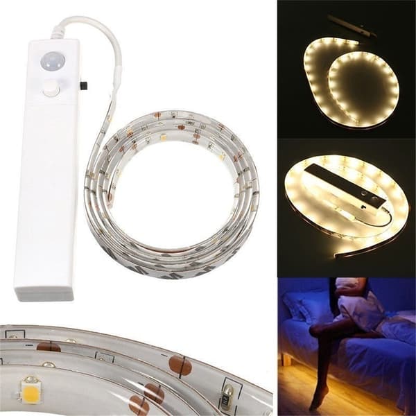 1M 2M 3M Wireless Motion Sensor LED Strip Battery Powered Night Light Under Bed Lamp for Wardrobe Cabinet Stairs Hallway 0.1 0.1