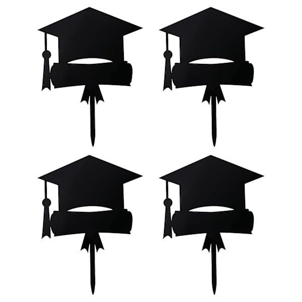 4 stk. 2021 Graduation Party Trencher Kage Toppers Akryl Kage Toppers Sort 17X13CM