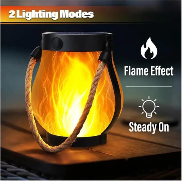 Waterproof Outdoor Solar Lanterns with Flickering Effect - 2 Modes USB/Solar Charging for Patio, Garden, Table Decoration (1 pc)