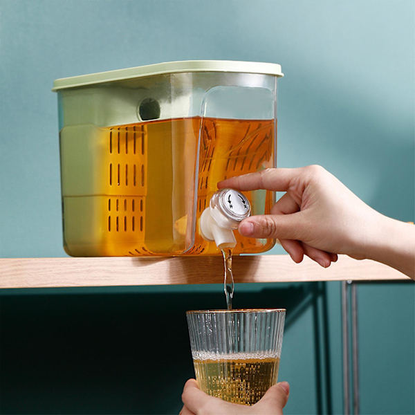 3,6 l Kold Kande med Hane i Køleskab, Stor Kapacitet Opbevaring til Frugtjuice Dispenser med T Green 3.6L