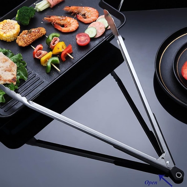 16 Tommer BBQ-Tang, Rustfritt Stål BBQ-Tang, Premium Grilltang For Matlaging, Metalltang For Store Kjøttstykker, Låsbar Kjøkken Tang