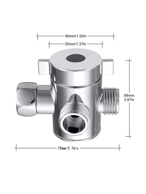 3-veis T-adapter dusjhode armmontert avleder ventil 1/2''