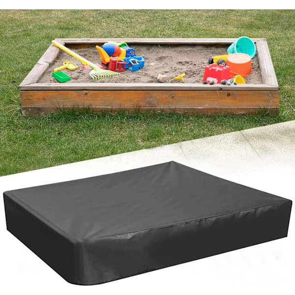 Vanntett Sandkassedeksel 120 x 120 x 20 cm, Vanntett Sandkassedeksel, Støvtett Deksel med Trekkstreng, Sandkassedeksel for Svømmebasseng, Terrasse, Hage