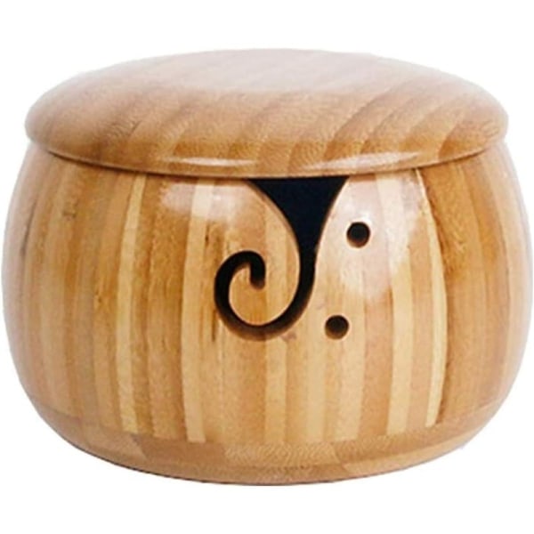 Håndlaget garnbolle, 6,3'' utformet tregarnoppbevaringsskål med lokk Heklestrikkeskål Garnholder gave til strikkehekleentusiaster