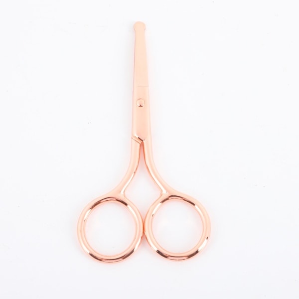 2 stycken roséguld näshårsaxar, 10 cm öronhårsaxar, rostfritt stål rundspets saxar, för näshår, öron, mustasch
