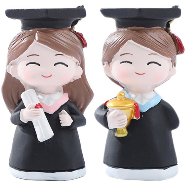 2 stk. Kakepynt til Graduation i Resin, Figuriner, Graduation Party Dekorasjon 6,5X3,5X3,5CM 6.5X3.5X3.5CM