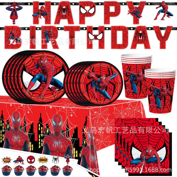 Spiderman Bursdagsfest Sett Dekorasjoner Gratulerer med dagen Sett