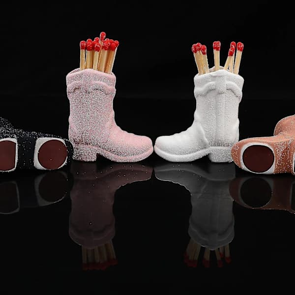 Cowboy Boot Match Holder, Match Holder with Striking Plate, Ceramic Match Plate Ceramic Boots Match Pot Storage Box, Match...